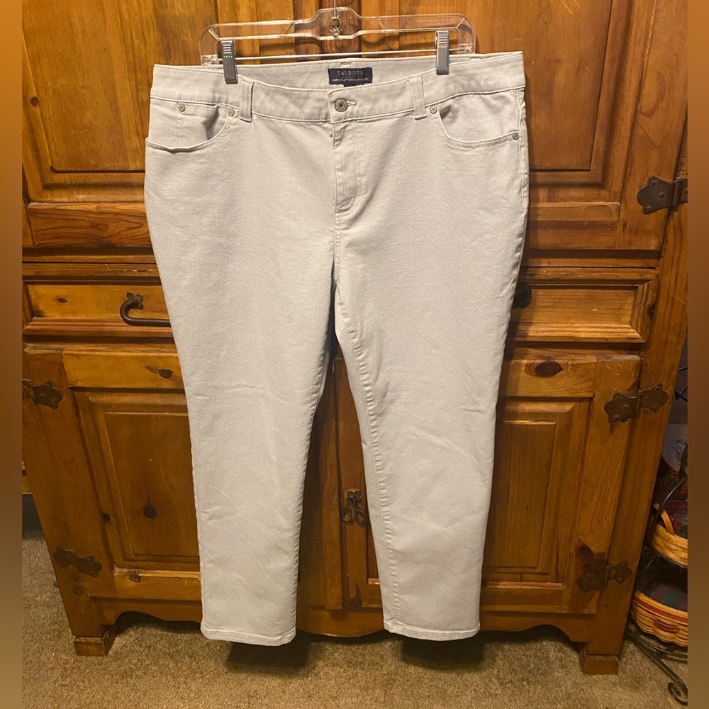 Talbots simply flattering 5 pocket soft gray denim pants jeans 16W